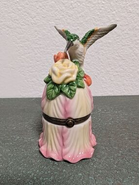 Vintage Hummingbird Trinket Box Dish - May Department Stores Co Spring Colorful